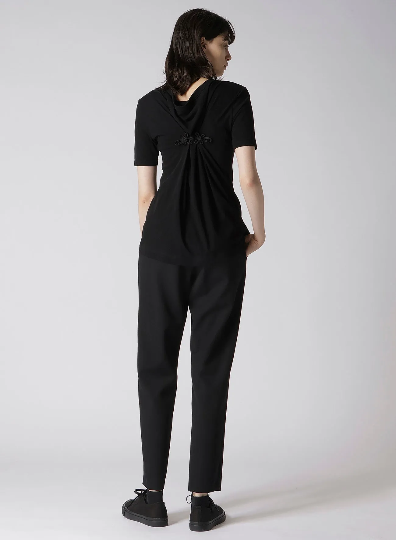 COTTON SINGLE JERSEY collections BUTTON DETAIL SHORT SLV