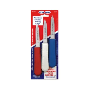 Dexter Russell S104-3RWC Sani-Safe 3 1/4" 3-Pack Of Paring Knives In Red White & Blue - 15493