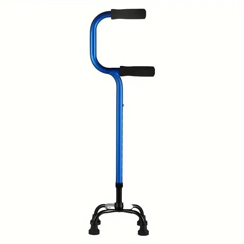 Disability Aids Blue Quadripod Crutches for Elderly Non-Slip Adjustable Stable Support
