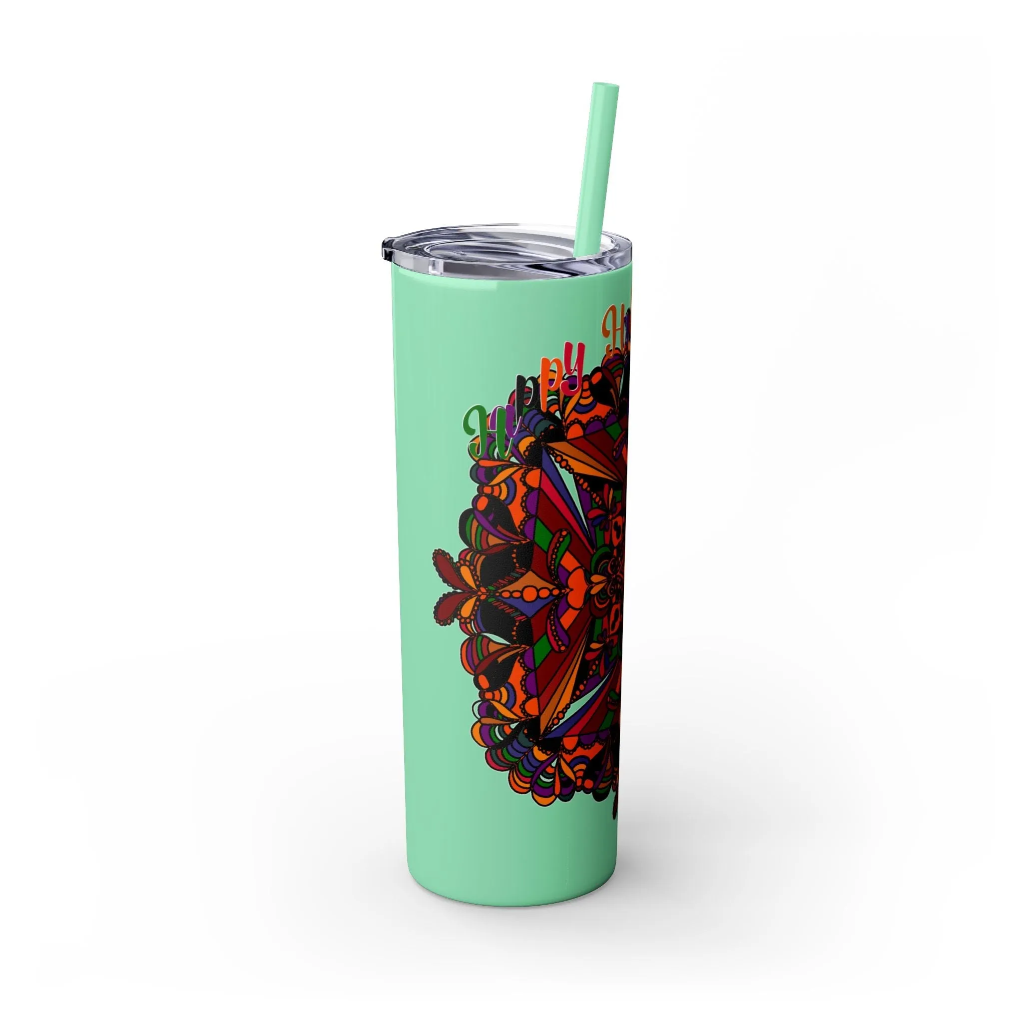 Handmade Mandala Skinny Tumbler - Keeps Drinks Hot/Cold