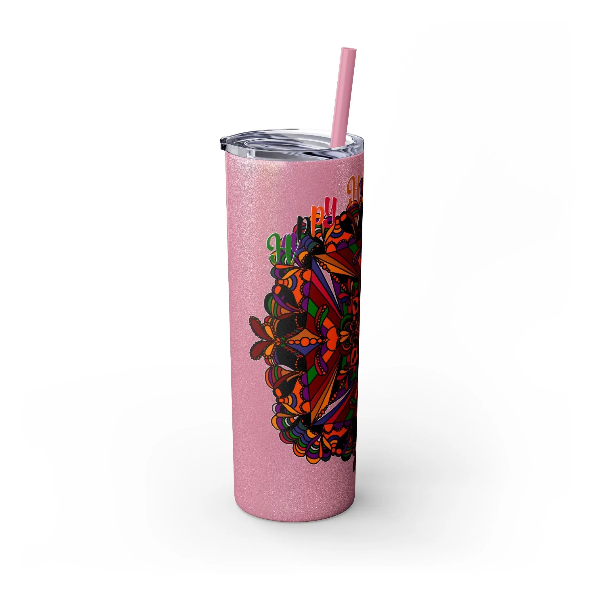 Handmade Mandala Skinny Tumbler - Keeps Drinks Hot/Cold