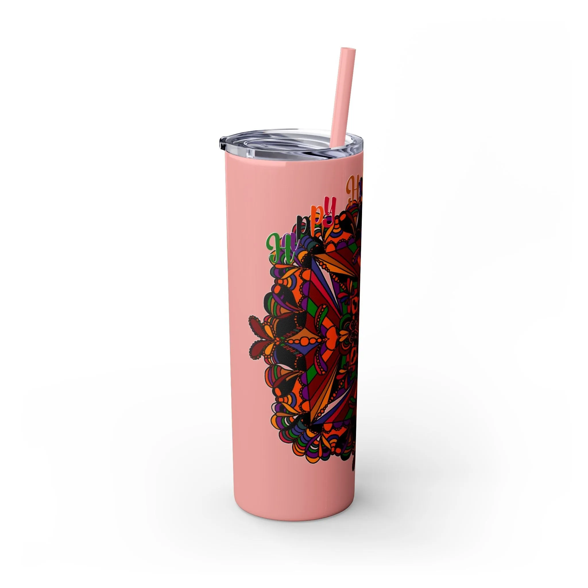 Handmade Mandala Skinny Tumbler - Keeps Drinks Hot/Cold