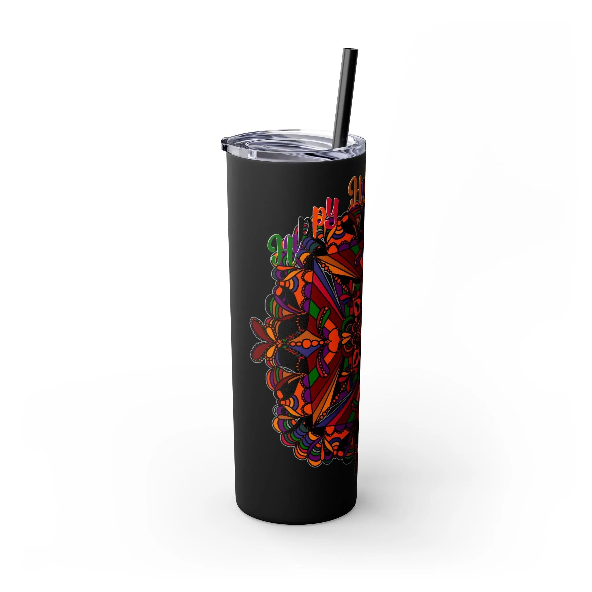 Handmade Mandala Skinny Tumbler - Keeps Drinks Hot/Cold