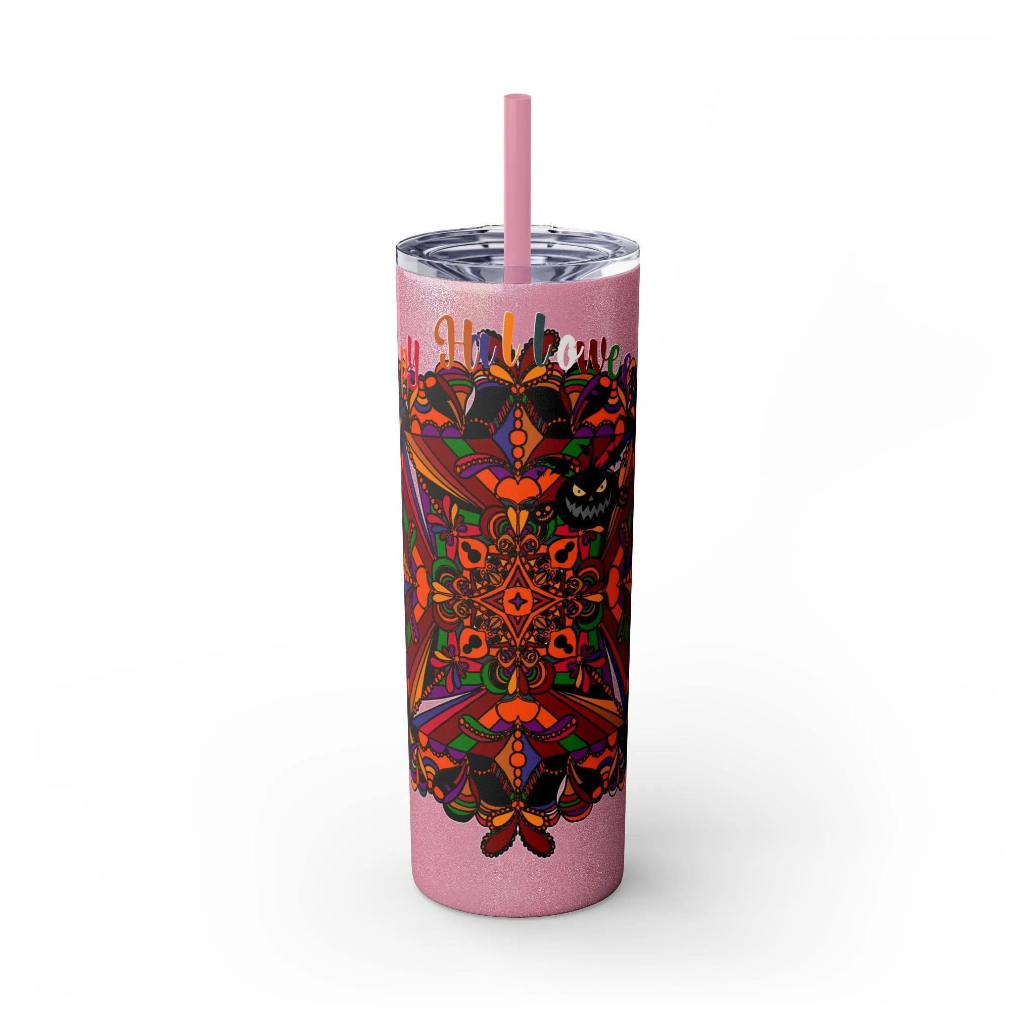 Handmade Mandala Skinny Tumbler - Keeps Drinks Hot/Cold