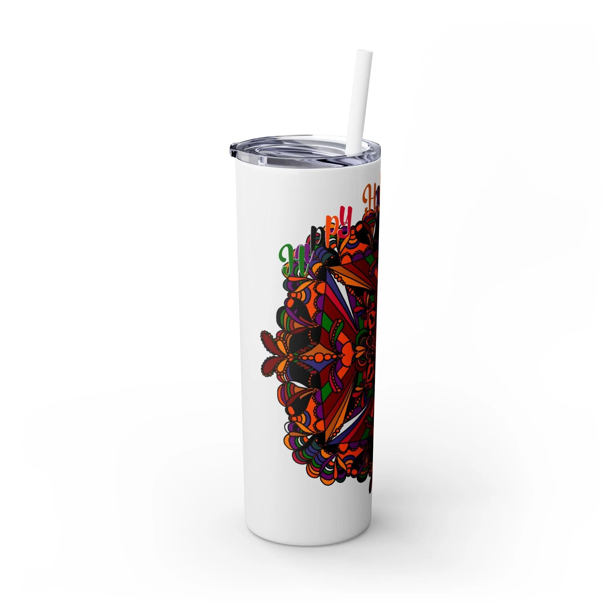 Handmade Mandala Skinny Tumbler - Keeps Drinks Hot/Cold