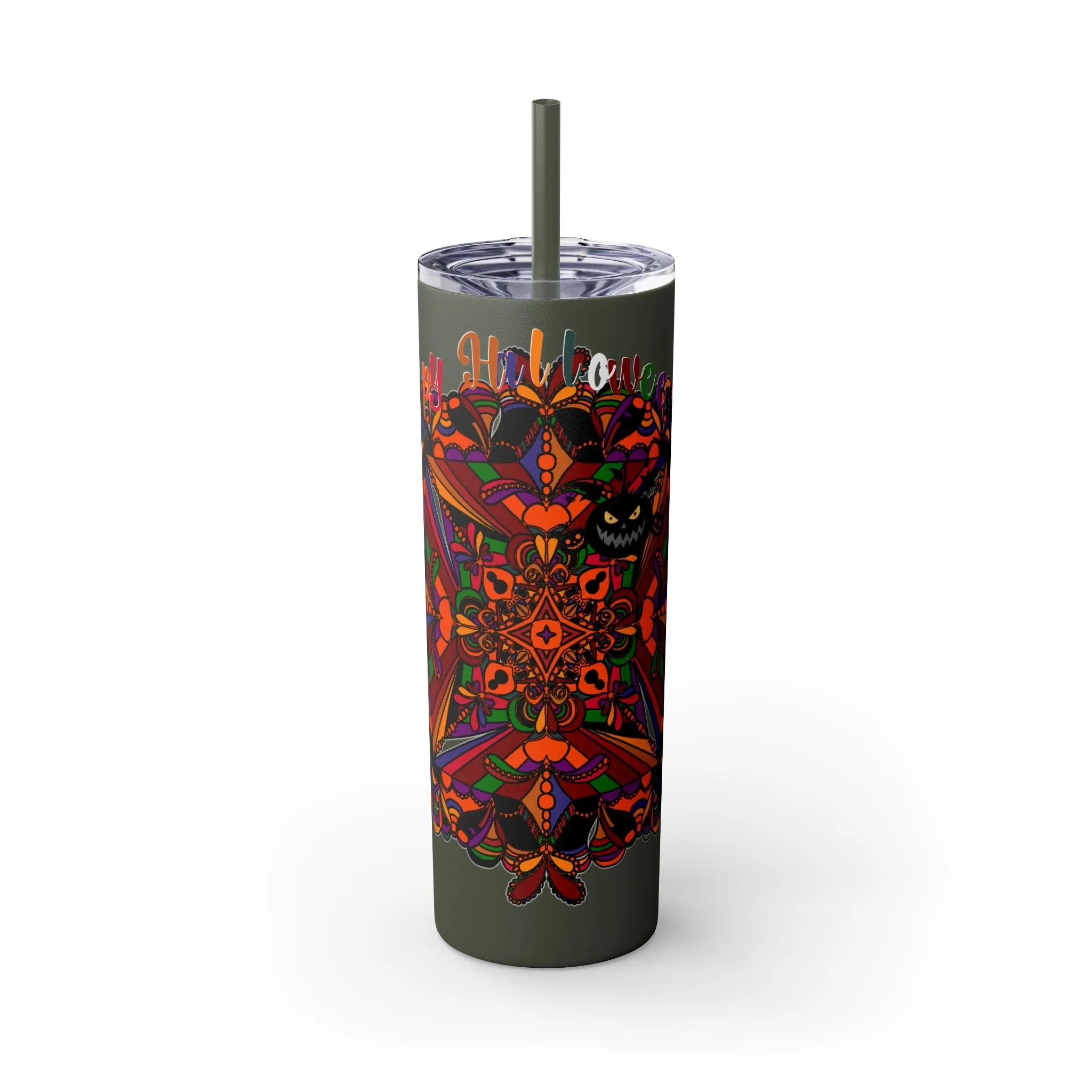 Handmade Mandala Skinny Tumbler - Keeps Drinks Hot/Cold