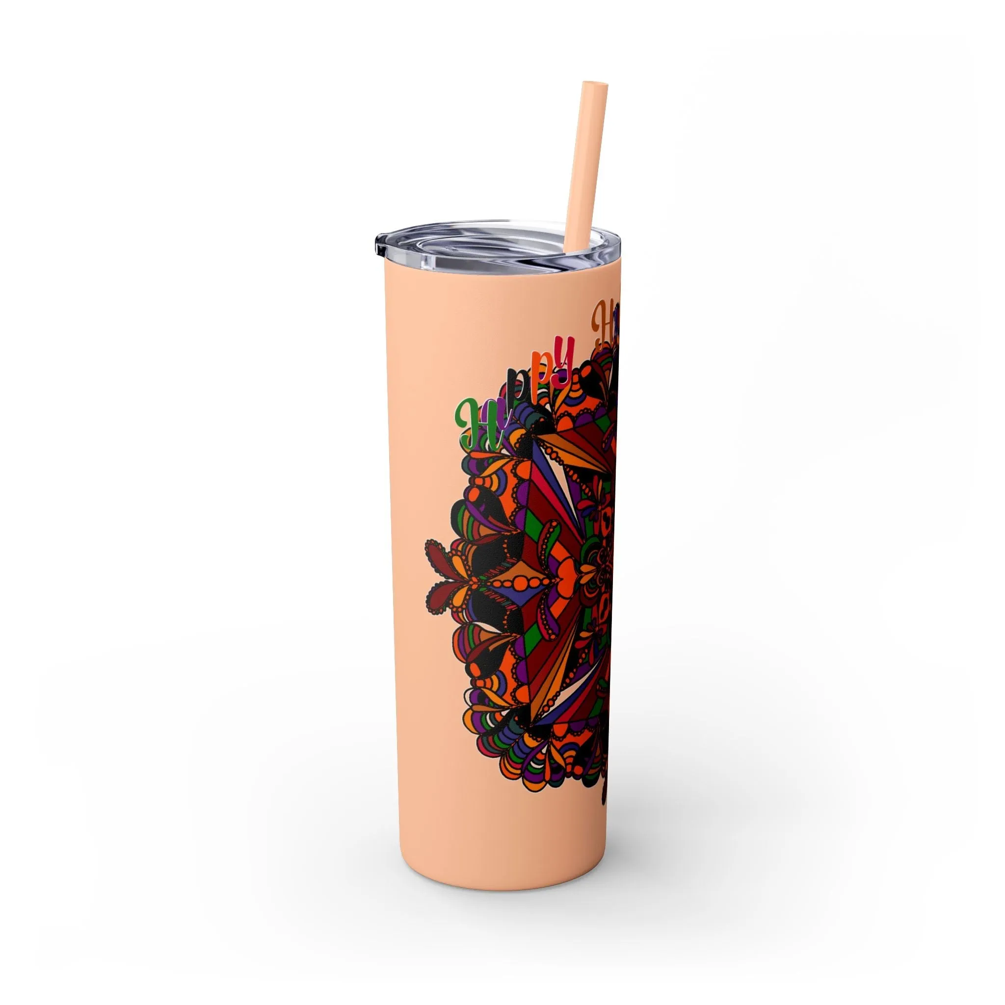 Handmade Mandala Skinny Tumbler - Keeps Drinks Hot/Cold