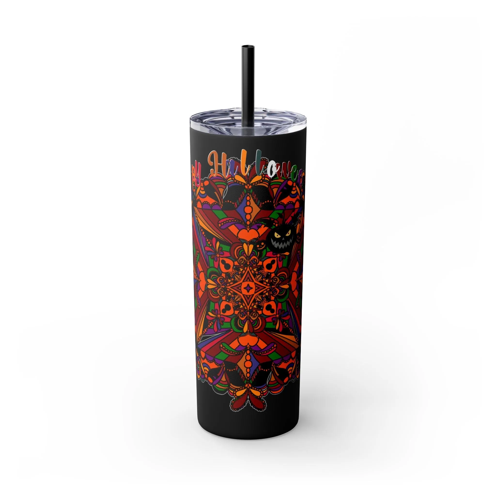 Handmade Mandala Skinny Tumbler - Keeps Drinks Hot/Cold