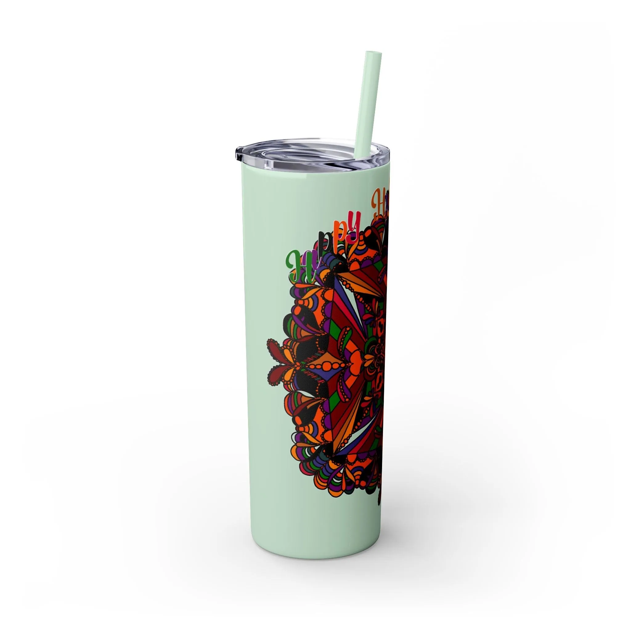 Handmade Mandala Skinny Tumbler - Keeps Drinks Hot/Cold