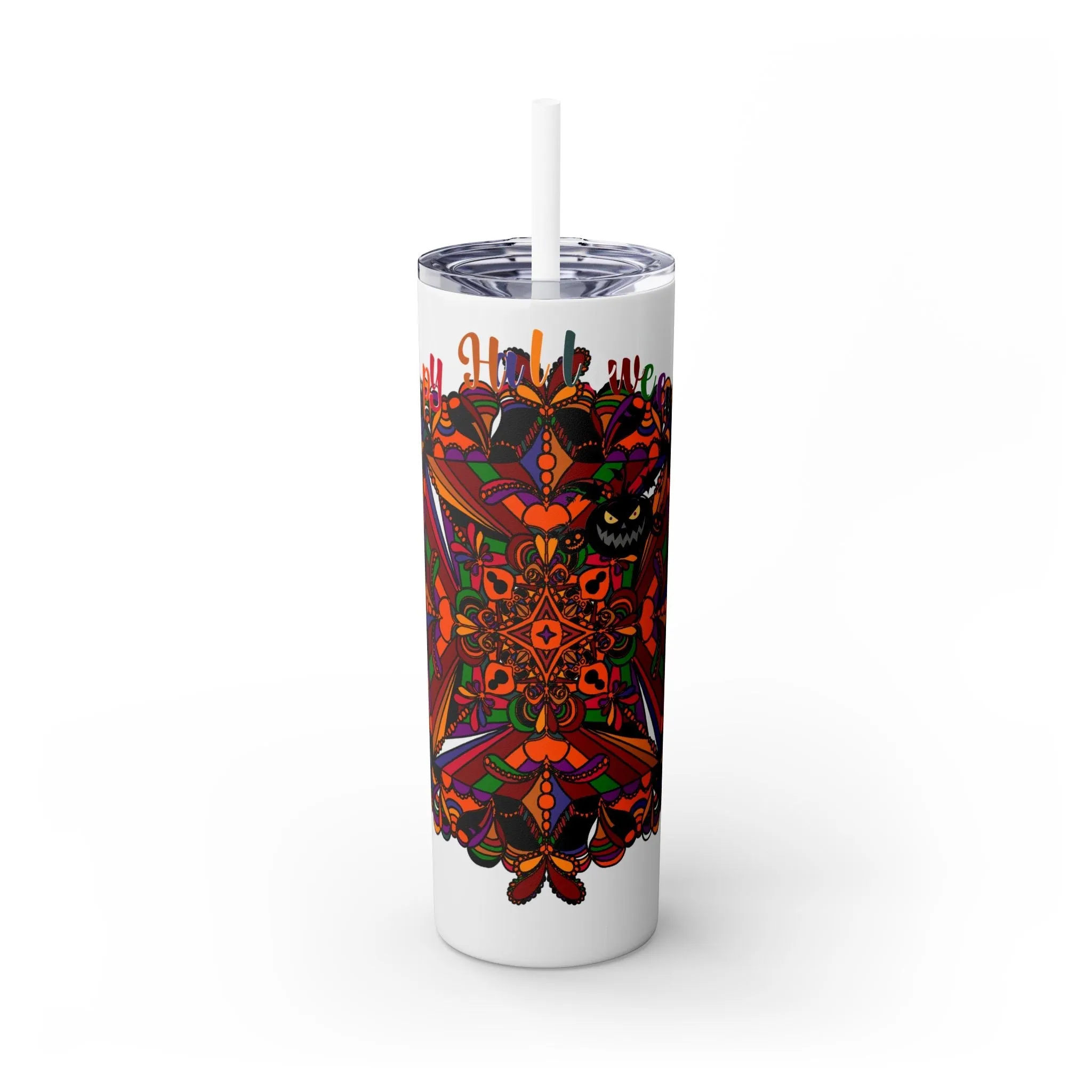 Handmade Mandala Skinny Tumbler - Keeps Drinks Hot/Cold