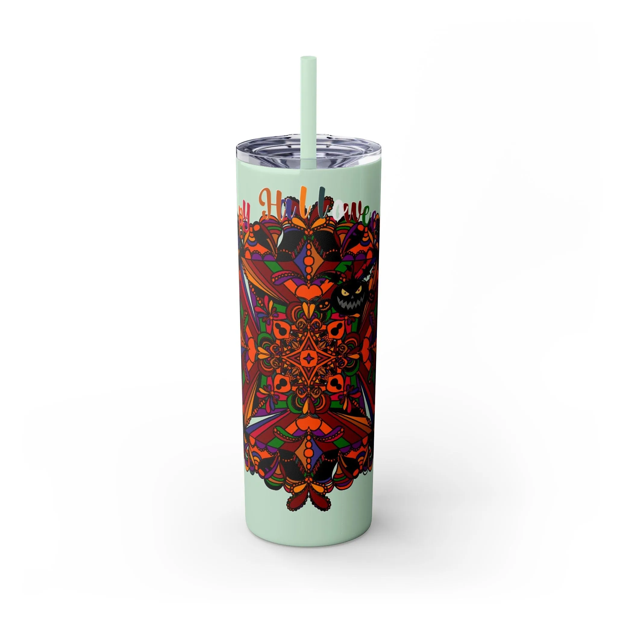 Handmade Mandala Skinny Tumbler - Keeps Drinks Hot/Cold