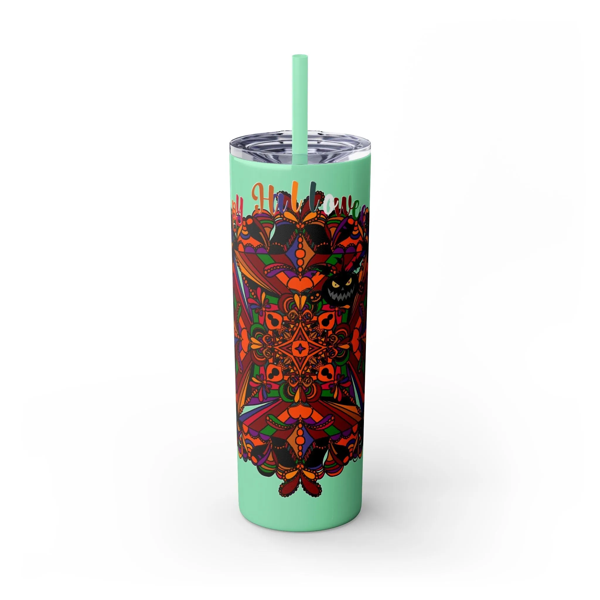Handmade Mandala Skinny Tumbler - Keeps Drinks Hot/Cold