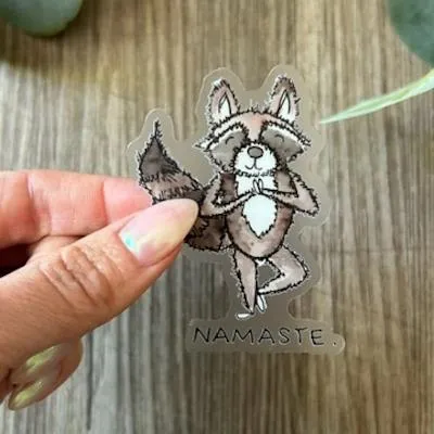 Ink & Splash Vinyl Sticker - Namaste Raccoon
