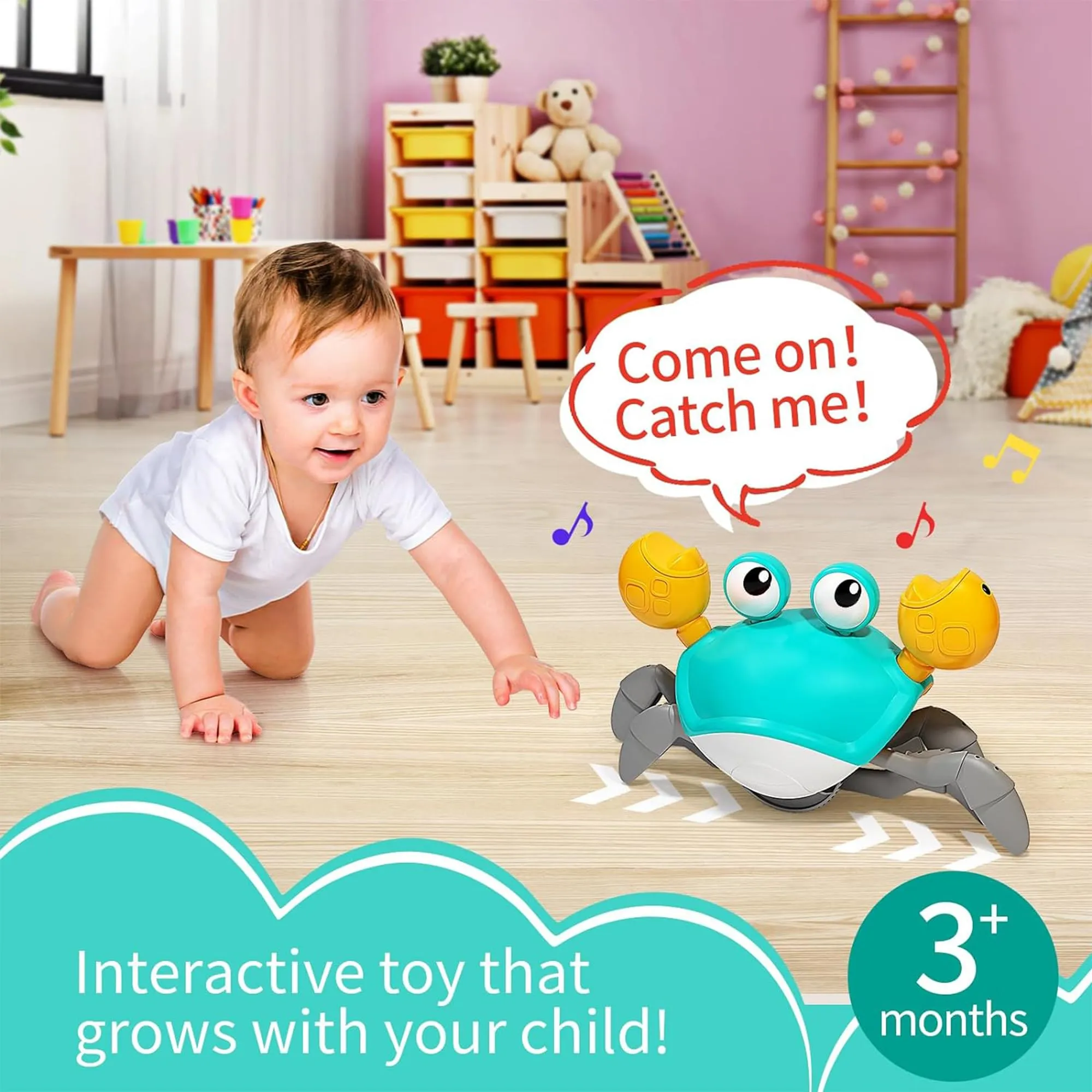 Kidology Baby Toys Musical Activity Cube Toy for Kids | Preschool Early Development Educational Interactive Musical Activity Shape Game for Baby and Toddlers Toys (Green Crab)