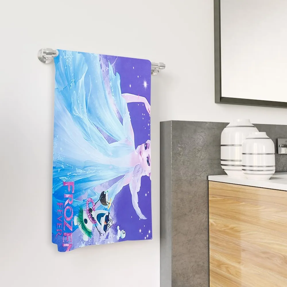 Kuber Industries Disney Frozen Microfiber Soft Kids Bath Towel-Pack of 5 (Sky Blue)