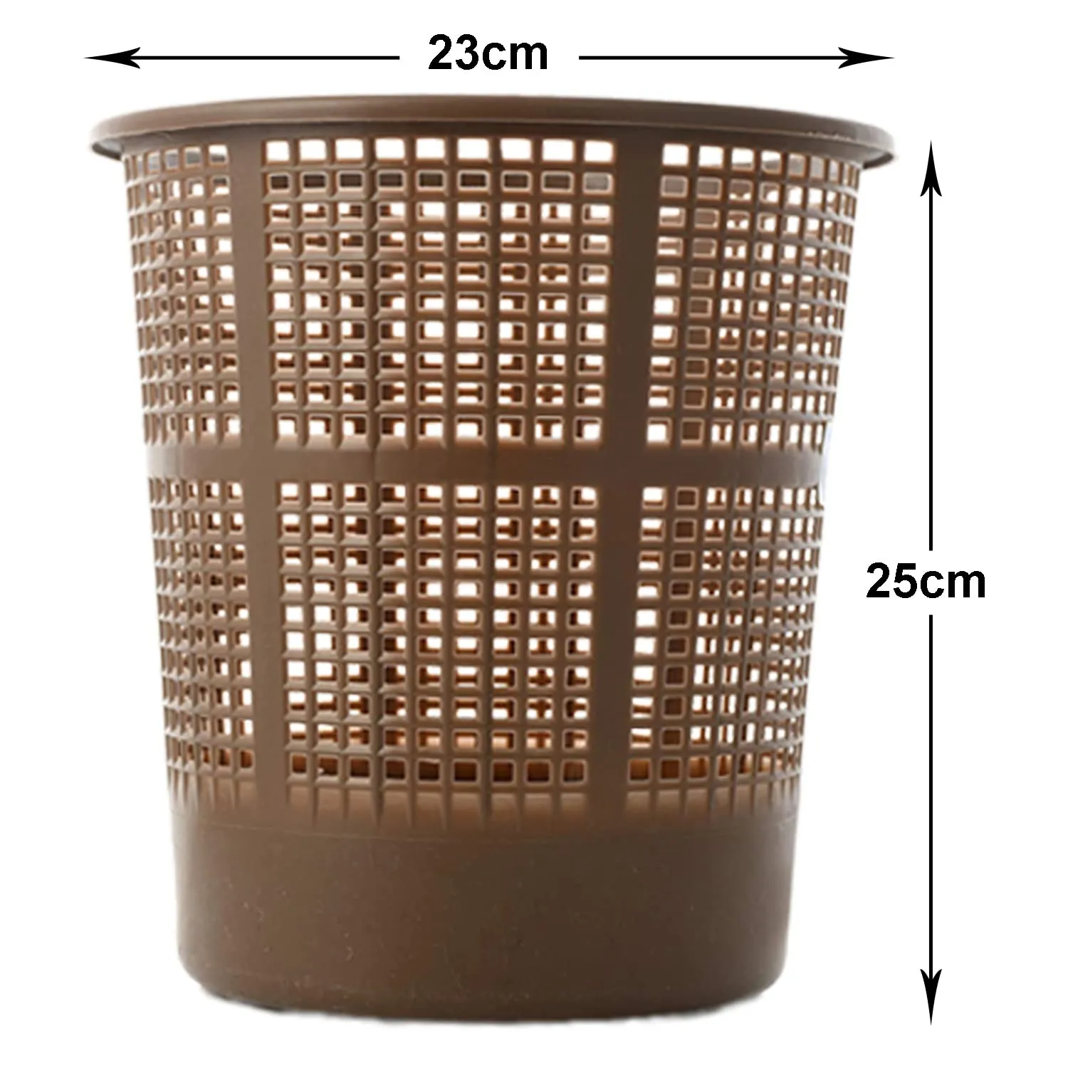 Kuber Industries Mesh Dustbin|Plastic Open Garbage Basket|Portable Round Trash Can for Kitchen|Office|College|5 Liter (Brown)