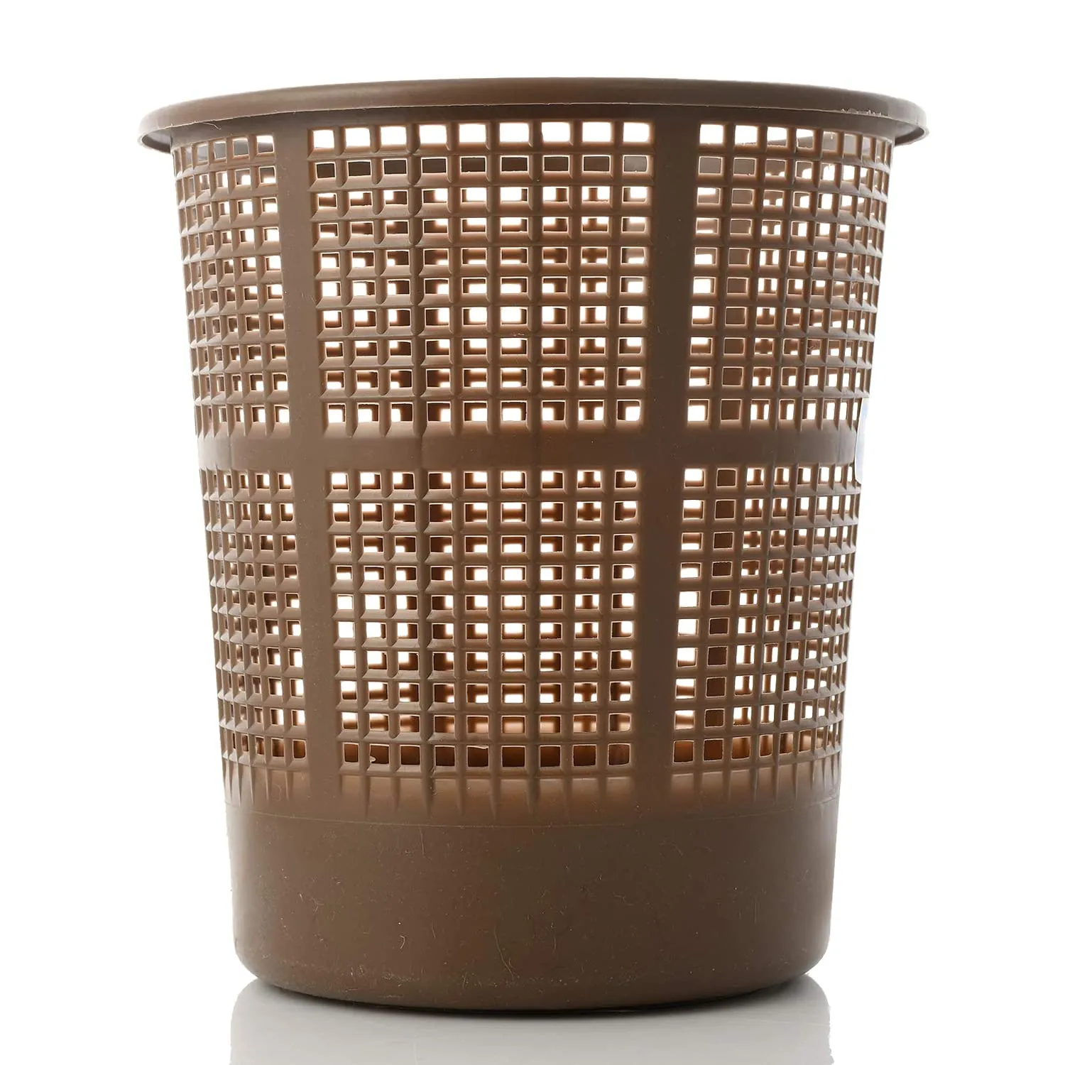Kuber Industries Mesh Dustbin|Plastic Open Garbage Basket|Portable Round Trash Can for Kitchen|Office|College|5 Liter (Brown)