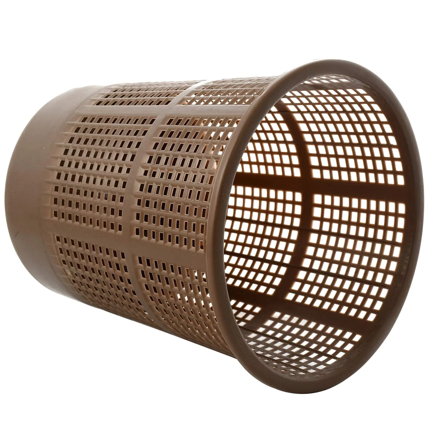Kuber Industries Mesh Dustbin|Plastic Open Garbage Basket|Portable Round Trash Can for Kitchen|Office|College|5 Liter (Brown)