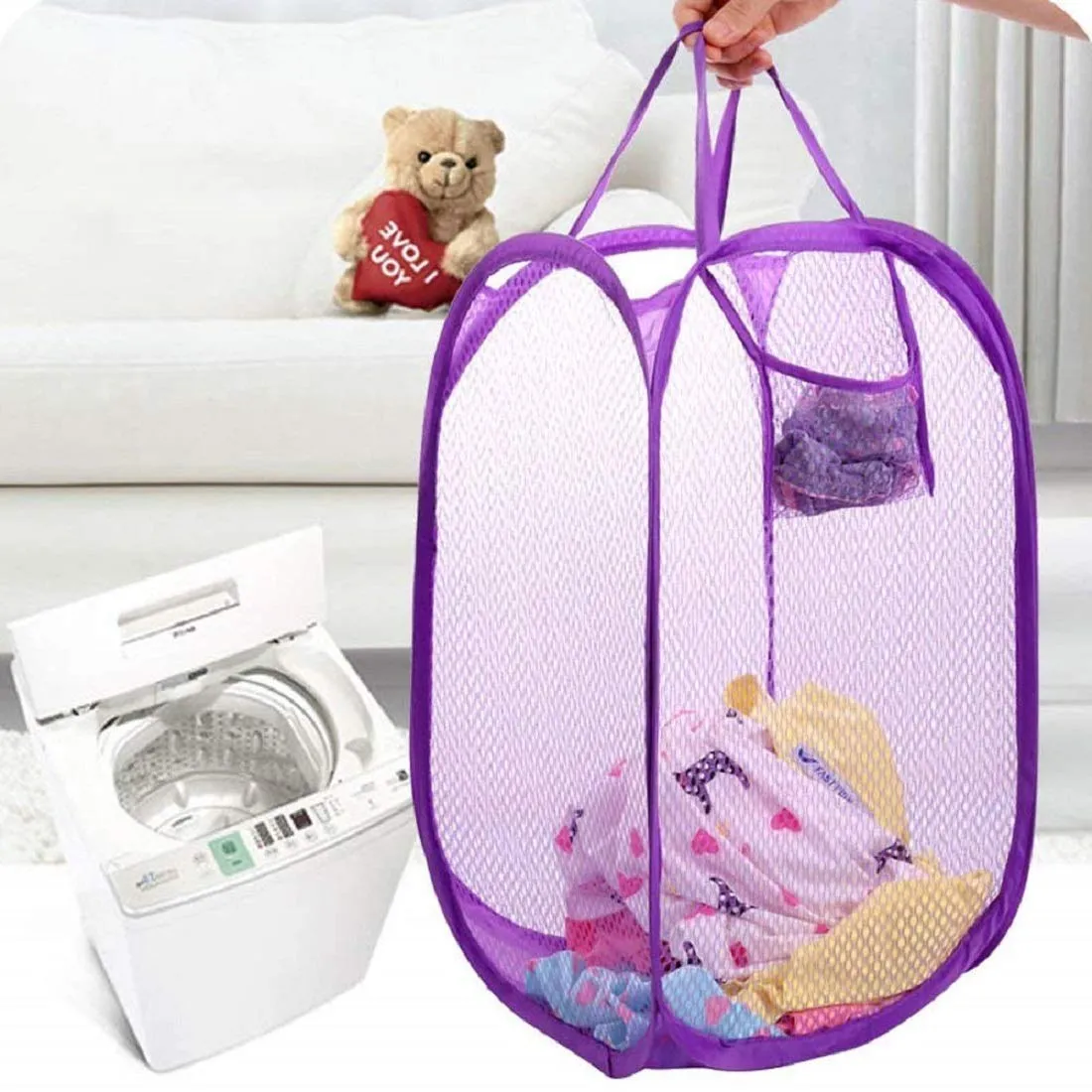 Kuber Industries Nylon 4 Piece Mesh Laundry Basket, 30Ltr (Multi)-CTKTC26024