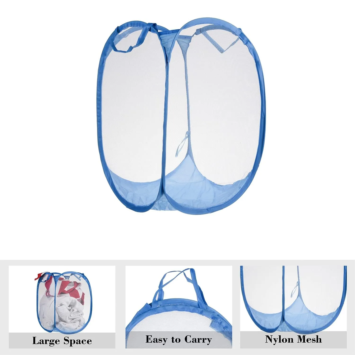 Kuber Industries Nylon Mesh Laundry Basket|Sturdy Material & Durable Handles|Netted Lightweight Laundry Bag (Assorted)