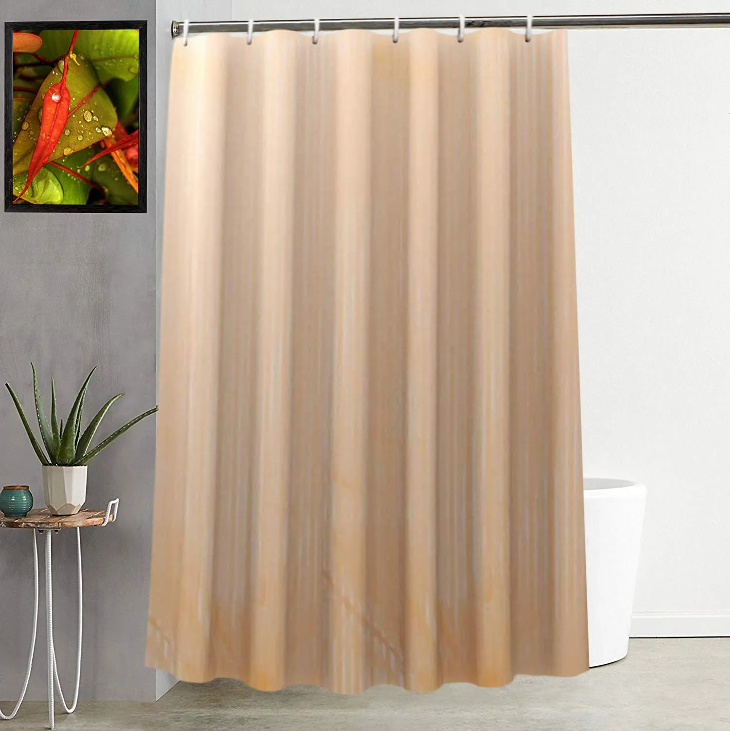 Kuber Industries Self Lining Design 7 Feet Shower Curtain with 8 Hooks -CTKTC30568
