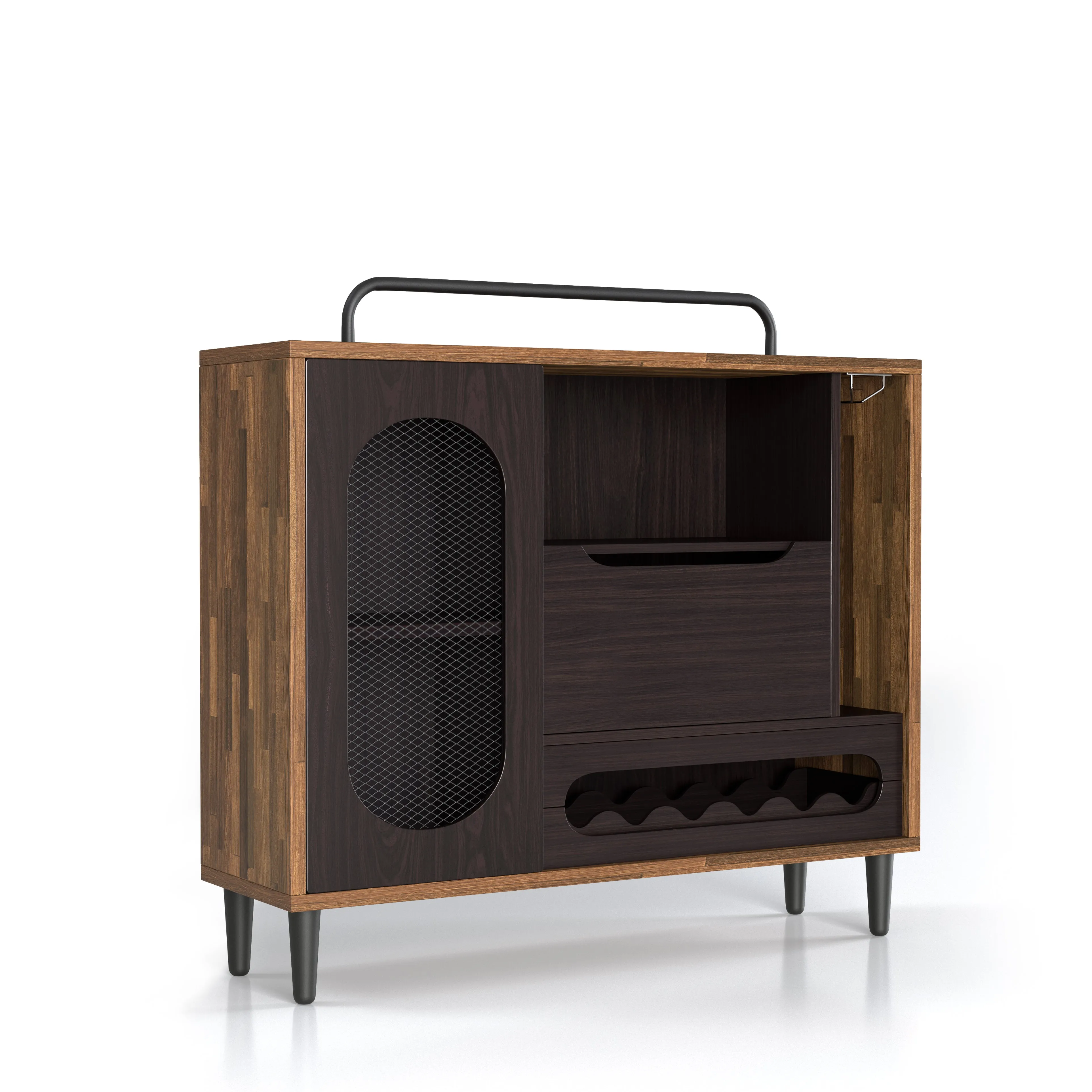 Mccormick Light Hickory Radio-Inspired 6-Bottle Wine Cabinet Sideboard