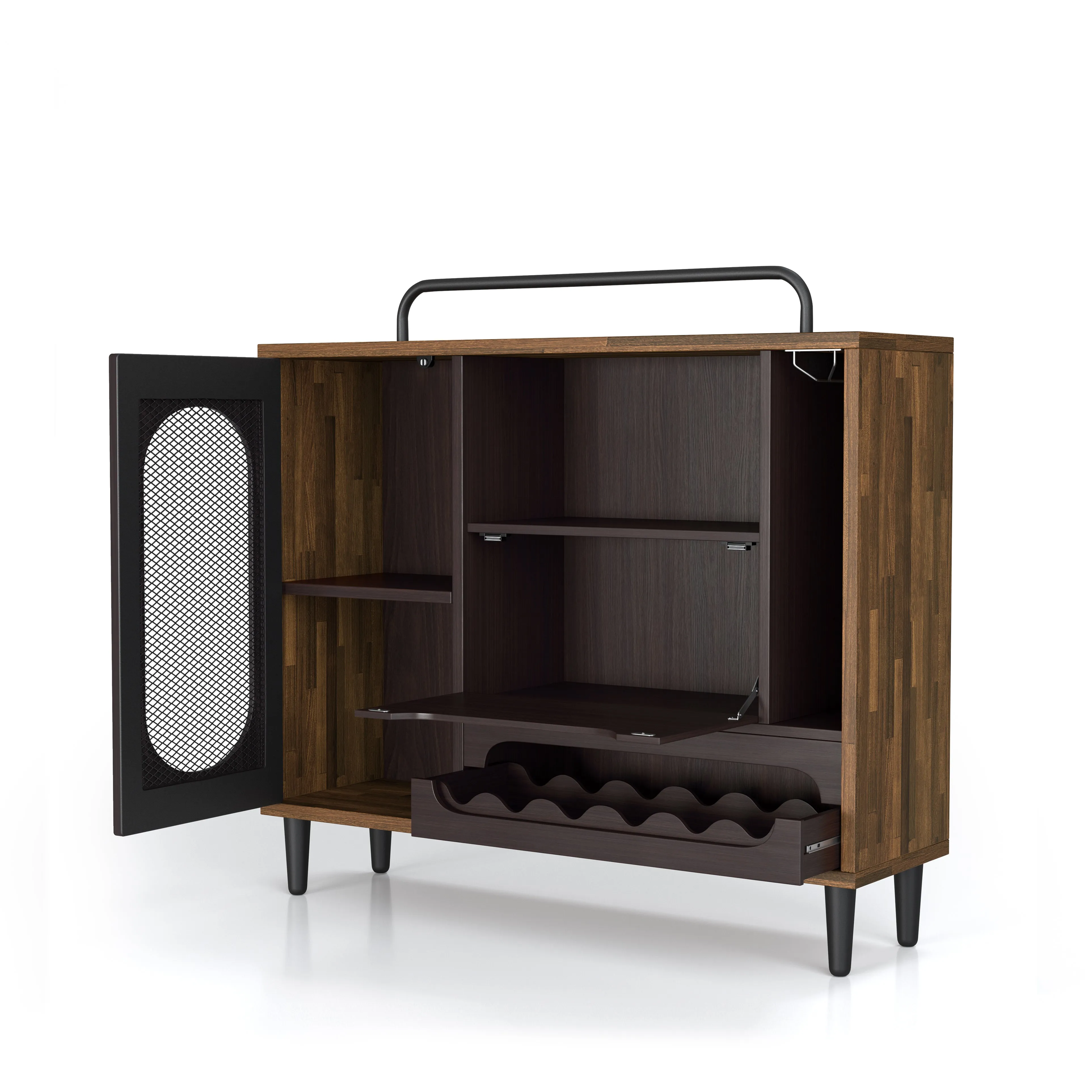 Mccormick Light Hickory Radio-Inspired 6-Bottle Wine Cabinet Sideboard