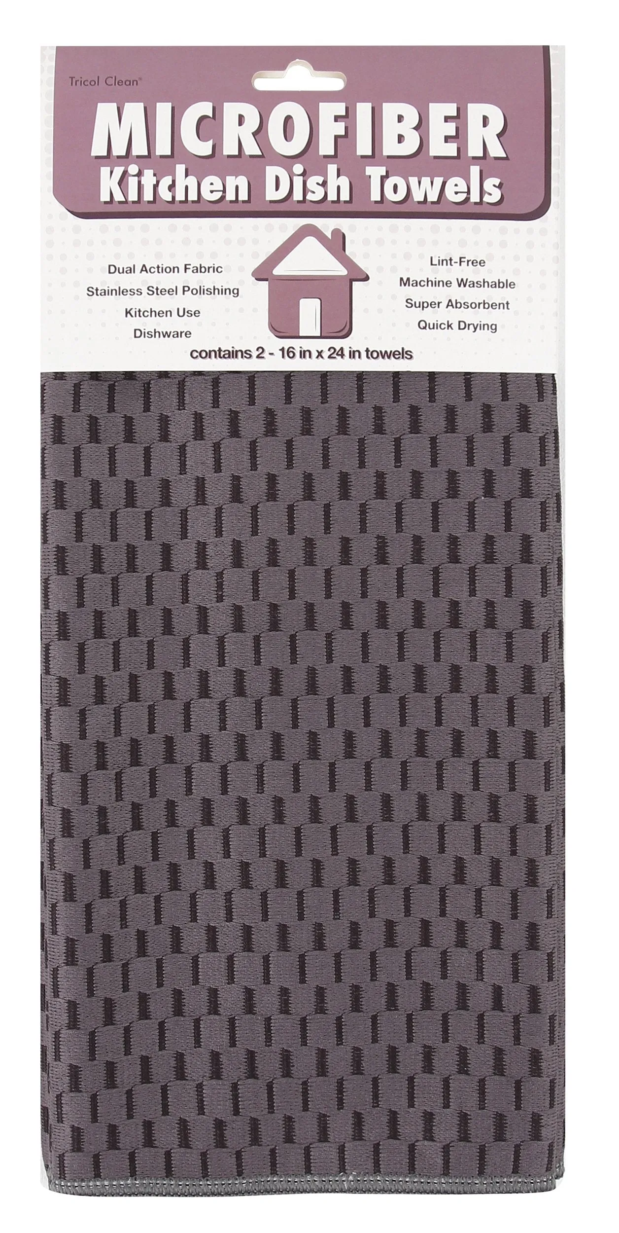 Microfiber Dish Towels, Set of 2, Charcoal