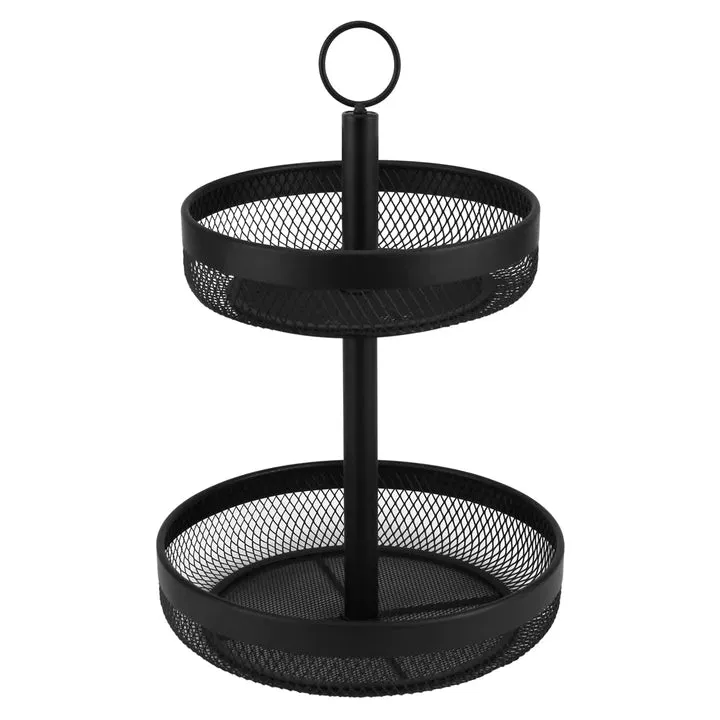 Nero Mesh 2 Tier Basket - Black 30x44cm