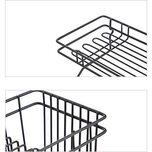 ORPIO (LABEL) Rustproof Metal Shower Caddy No Drilling Storage Organiser Self Adhesive Basket for Bathroom/Kitchen Shelf , 32.9 x 13.3 x 13.2 cm, Black