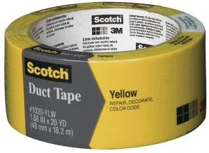 Scotch 3920-YL Duct Tape, 20 yd L, 1.88 in W, Yellow :ROLL: QUANTITY: 1