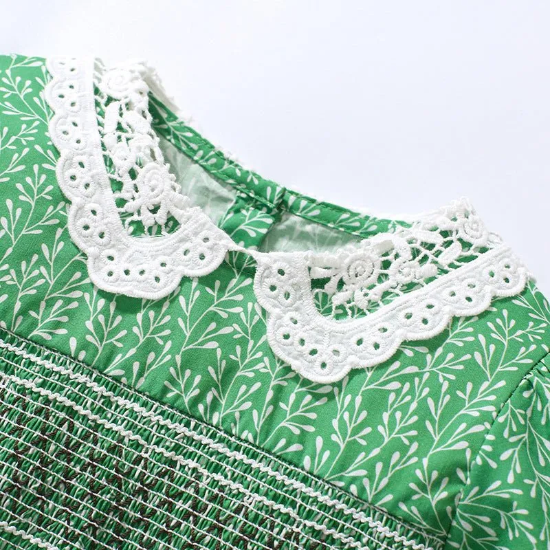 Toddler/Kid Girl's Short Sleeve Summer Green Princess Dress