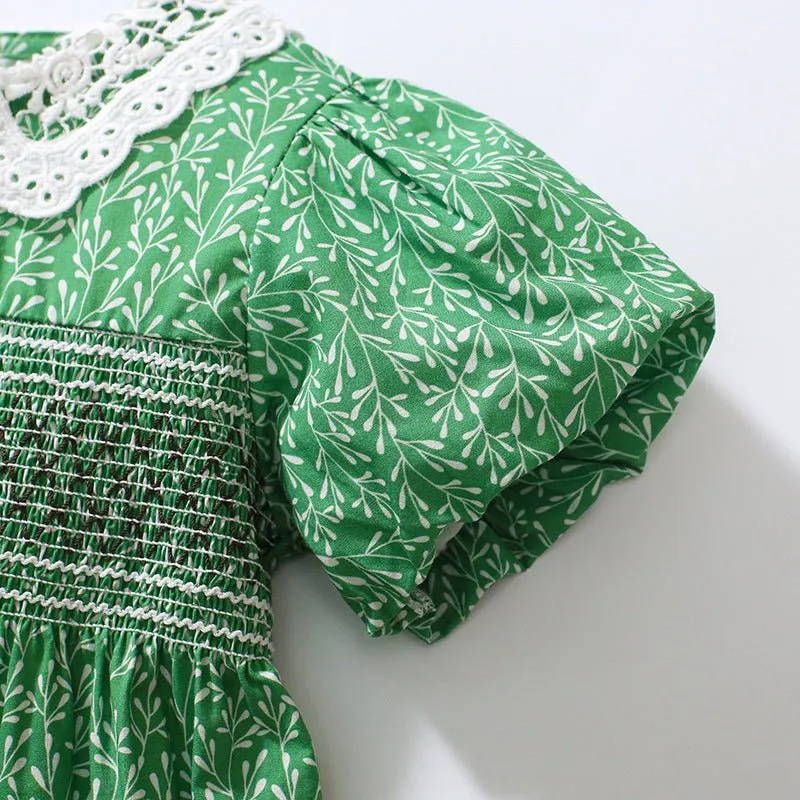 Toddler/Kid Girl's Short Sleeve Summer Green Princess Dress
