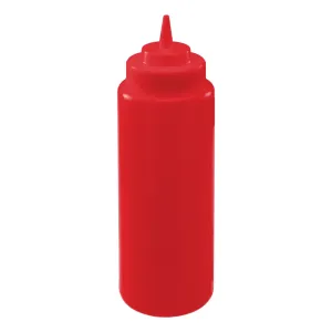 Winco PSW-32R 32oz Squeeze Bottles, Wide Mouth, Red, 6pcs/pk